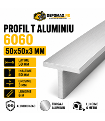Profil T aluminiu 50 x 50 x 3 mm, 6 metri Profil T aluminiu 50 x 50 x 3 mm, 6 metri